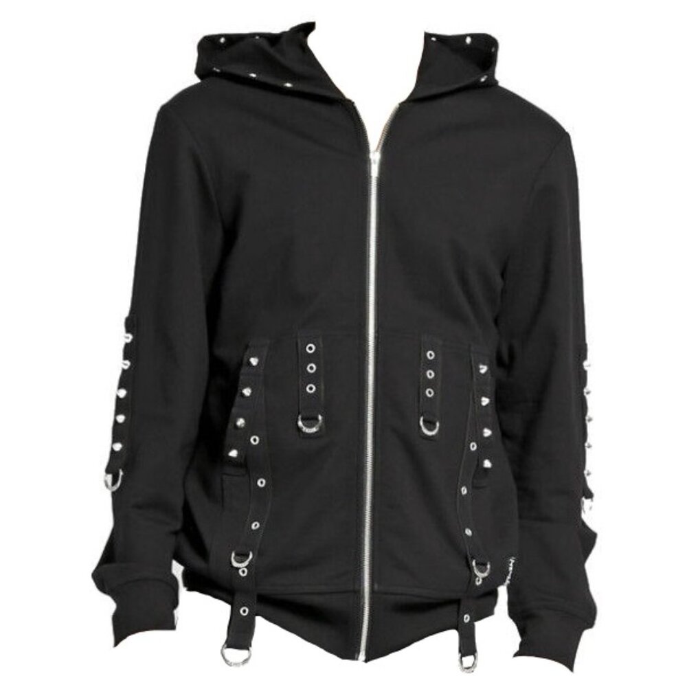 New Gothic Military Band Black Punk Rock Jacket for Men Vintage Hooded Jacket - Picture 2 of 9